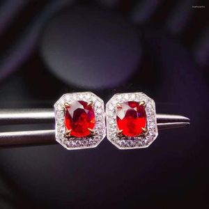 Boucles d'oreilles en argent Sterling 925 avec rubis véritable naturel, bijoux à breloques fines pour femmes