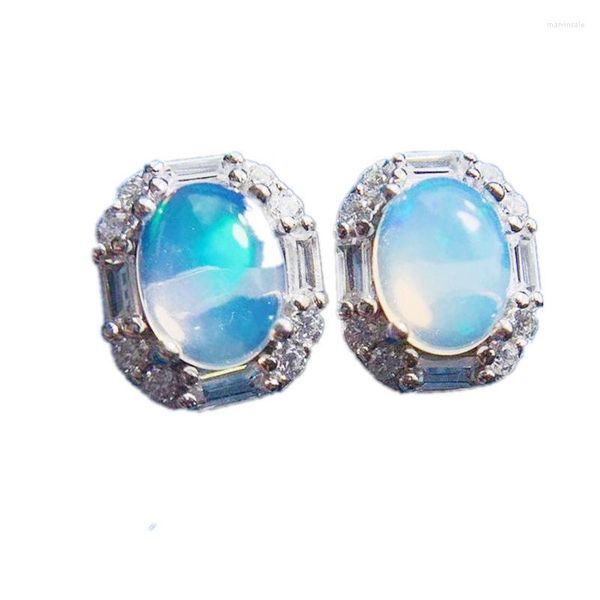 Boucles d'oreilles à tige Naturel Réel Blanc Opale Boucle d'oreille 925 Sterling Silver 7 9mm 1.1ct 2pcs Gemstone Fine Jewelry T236122