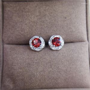 Boucles d'oreilles à tige en argent Sterling 925 grenat rouge naturel pour femmes bijoux à la mode cristal propre couleur vive très bonne qualité
