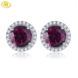 Boucles d'oreilles étalon rhodolite grenat sterling boucles d'oreille en argent sterling 2 carats authentiques roses femmes romantiques style quotidien fin bijoux