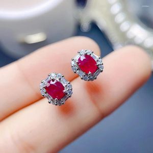 Boucles d'oreilles rubis naturel pour femmes, bijoux en argent 925, pierres précieuses de luxe, plaqué or 18 carats, articles de livraison gratuite