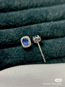 Boucles d'oreilles à tige saphir naturel, argent 925, Certification 4x5mm, pierre précieuse bleue, beau cadeau pour fille