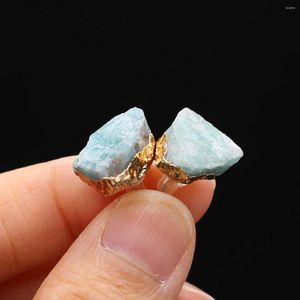 Stud -oorbellen Natuurlijke stenen Amazoniet oorringkwarts kristal ruwe steen electroplating oorstoppen voor dames luxe kwaliteit sieraden