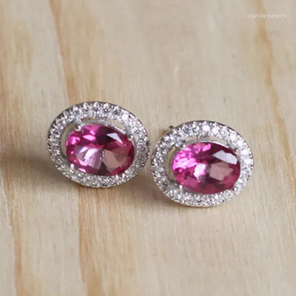 Pendientes de tuerca turmalina natural plata oro rosa flor joyería pendiente Sra para enviar la inspección