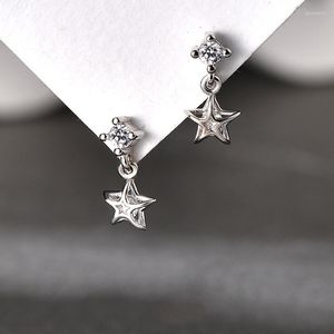 Stud -oorbellen NBSAMENG 925 Sterling Silver Zirkon Hollow Out Star Earring For Women Wedding Ceremony Gift Charm Ins Sieraden Drop