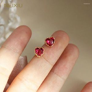 Boucles d'oreilles Neixiu 925 en argent Sterling coeur rouge pour les femmes tempérament de luxe bijoux de fête de mariage accessoires cadeau en gros