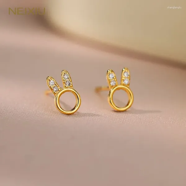 Pendientes Neixiu de Plata de Ley 925, joyería de oro de 14K con dibujos animados de cristal Simple europeo para mujer, venta al por mayor