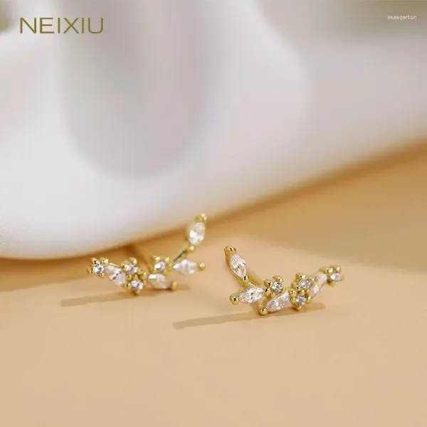 Aretes Neixiu 925 Plata de ley chapada en oro de 14 quilates Cristal brillante Paz Rama de olivo Mujeres Exquisitos regalos de joyería al por mayor