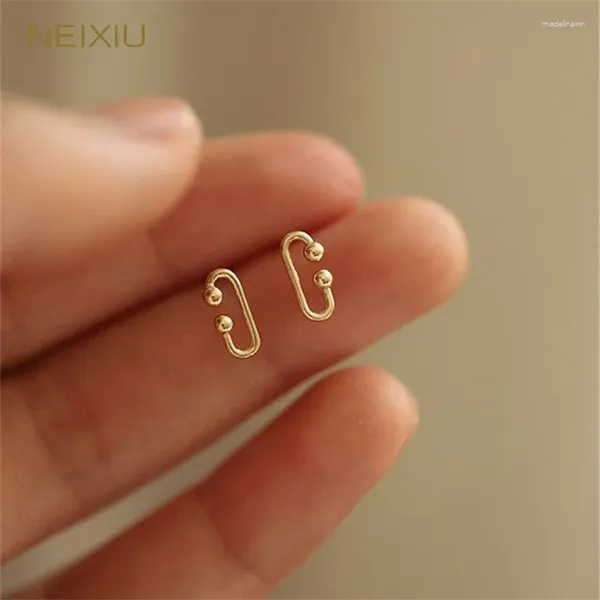 Neixiu – boucles d'oreilles géométriques ovales simples et mignonnes pour femmes, en argent Sterling 925, plaqué or 14 carats, bijoux de tempérament, cadeaux, vente en gros