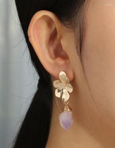 Boucles d'oreilles étalon nets rouges inscrits fraîches fraîches légères violet en pierre naturelle tempérament bijoux de mode femme8979107