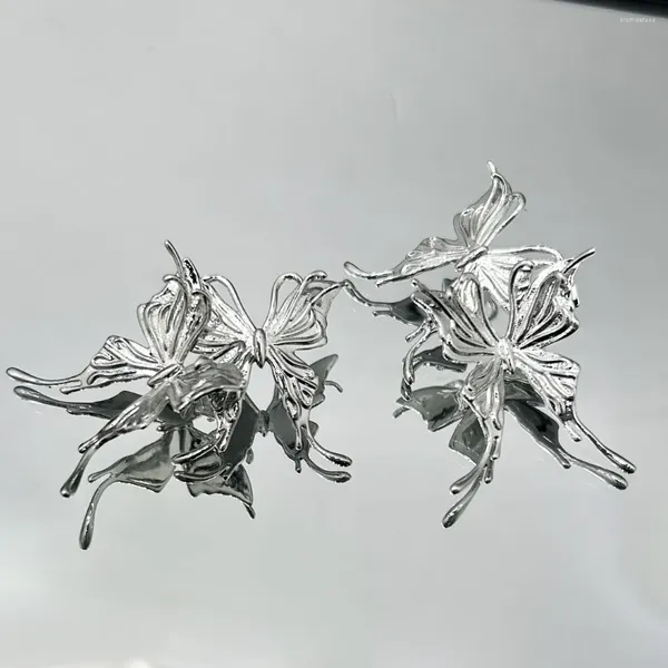 Boucles d'oreilles à tige, Design de Niche, pendentif arrière papillon liquide de luxe