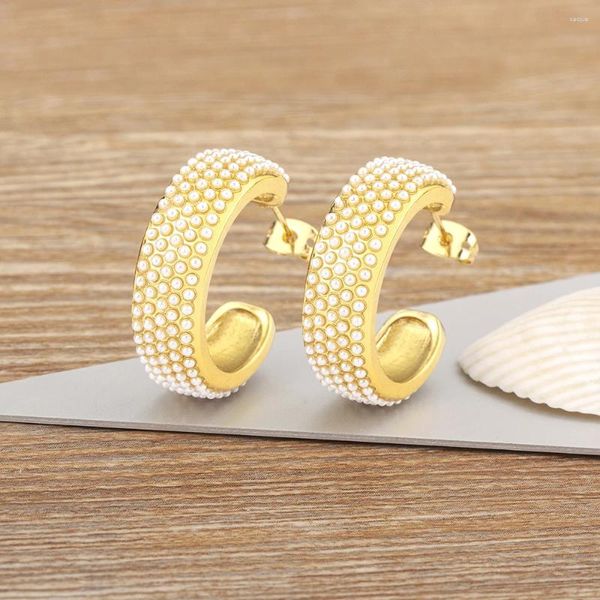 Boucles d'oreilles Nidin Corée Design Top Qualité Perle Plaqué Or Cercle Géométrique Vintage Été Bijoux D'oreille Pour Les Femmes Cadeau De Mariage