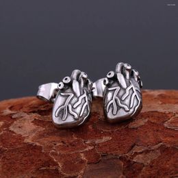 Boucles d'oreilles nordiques Vintage Viking en acier inoxydable, amulette en forme de cœur pour hommes, bijoux de moto pour adolescents, cadeau de fête