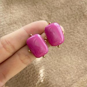 Boucles d'oreilles nouveauté mode carré rond pierre naturelle boucle d'oreille pour femmes filles coloré joli petit cadeau de mariage
