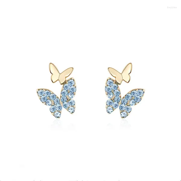 Boucles d'oreilles Nurmwung Korean Sweet mignon Butterfly pour femmes filles bling strass de petit bijoument élégants cadeaux de bijoux