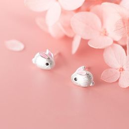 Pendientes de botón OBEAR Sweet Cute Small Pink Mouse Rat Mujeres Siver Plated Girl Wedding Jewelry Gift