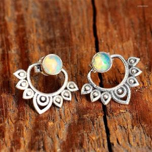 Stud Oorbellen OPAL LOTUS BLOEM Oor Jas Mandala Maansteen Gypsy Studs Voor Vrouwen Zomer Strand Boho Chic Sieraden Etnische