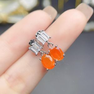 Stud Pendientes Opal Rare Mexican Fire Natural Orange Red Solid 925 Sterling Silver Studs para mujer