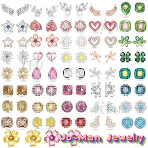 Pendientes de tuerca originales para mujer, joyería de moda de alta calidad, cristal verde y rosa, regalo de fiesta con logotipo, 2023