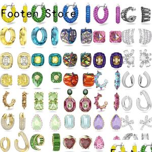 Boucles d'oreilles originales 2024 bijoux autrichiens de haute qualité charme de cristal simple fleur géométrique pour les femmes avec logo livraison directe Otv4C