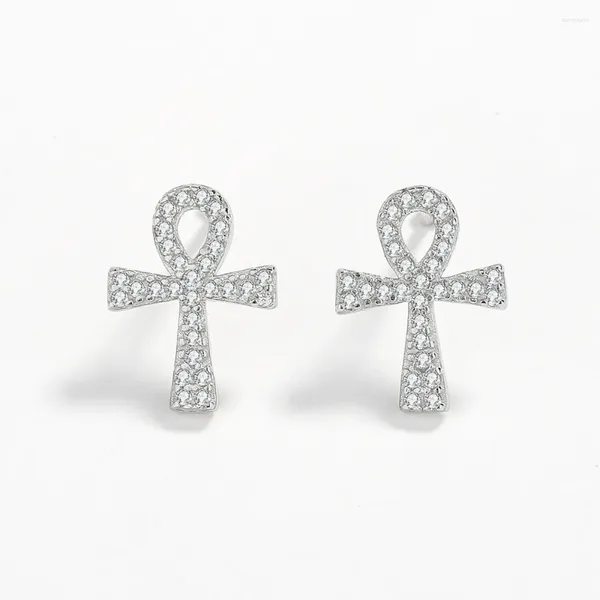 Boucles d'oreilles Original 925 en argent Sterling délicat ovale croix boucle d'oreille pour les femmes papillon plein diamant cadeau de fiançailles bijoux