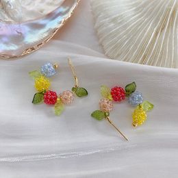 Boucles d'oreilles à clous pour femmes, Style Rural Original, couronne de boule colorée, perles, bijoux d'été, accessoires, cadeau 0270