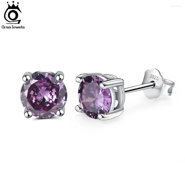 Pendientes de sementales orsa Joyas de 12 colores piedra de nacimiento para mujeres 925 esterling silver arete ponen pendiente joyería de circón cúbico SE84