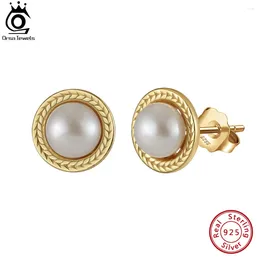 Boucles d'oreilles Stud Orsa Jewels Vintage 925 Perle rond en argent sterling pour les femmes GPE98 triée sur le volet