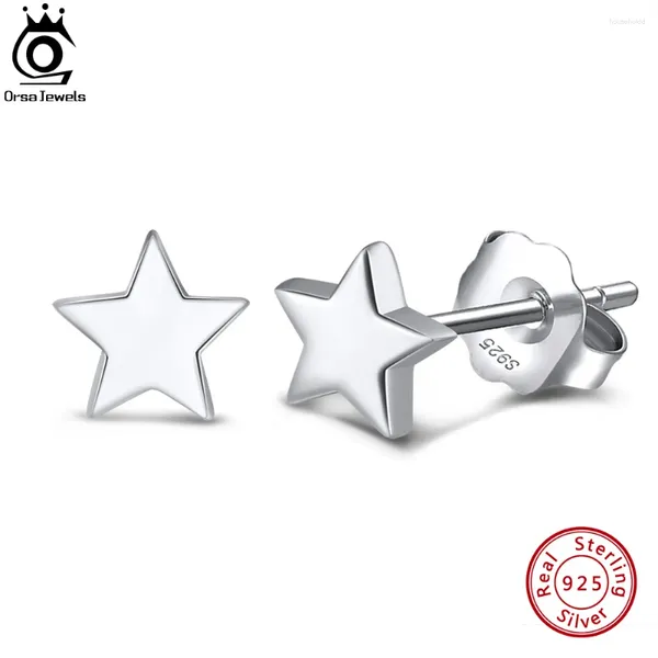 Pendientes ORSA JEWELS Mujer Forma de Estrella Plata de Ley 925 Romántico 6 MM Pendientes de Estrellas Regalo de Joyas de Fiesta APE42