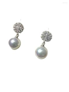 Stud-oorbellen Paar van 10-11 mm Round Round South Sea White Pearl Earring 925s