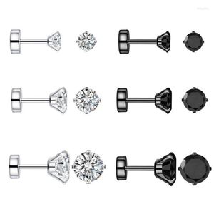 Stud -oorbellen Paren 18G roestvrijstalen ronde kubieke zirkonia platte schroef terug kleine kraakbeenoorpiercings tragus setstudstud effi22