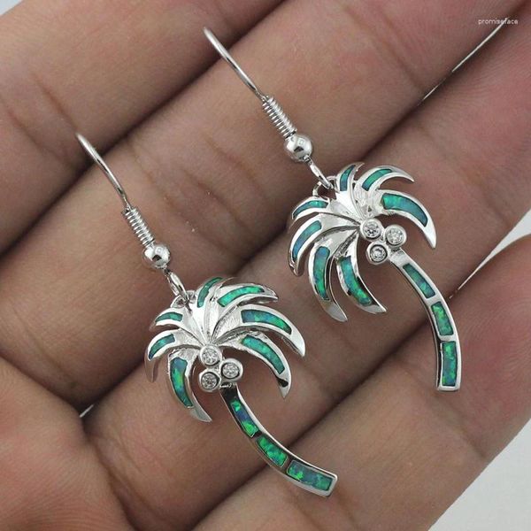 Boucles d'oreilles palmier noix de coco synthétique vert opale de feu femmes filles OE271