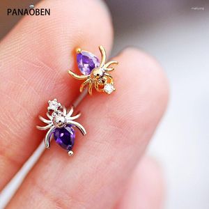 Stud Oorbellen PANAOBEN 925 Sterling Zilver Voor Vrouwen Koreaanse Punk Prachtige Zirkoon Insect Spider Mini Piercing Oorbellen Sieraden