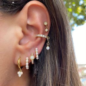 Pendientes PANAOBEN de Plata de Ley 925 para mujer, colgante de cadena de nicho estilo Ins, pendientes exquisitos de circonita de cristal