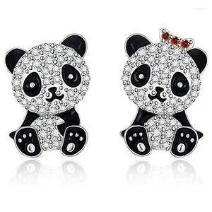 Pendientes de tuerca con diseño de Animal Panda y circonita cúbica de cristal, accesorios para mujer, uso diario, joyería contratada a la moda