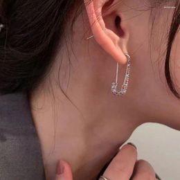 Boucles d'oreilles PANJBJ 925 argent Zircon géométrique pour femmes fille Punk créatif trombone bijoux fête cadeau goutte