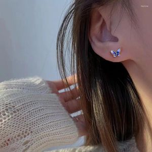 Stud Oorbellen PANJBJ 925 Sterling Zilveren Vlinder Zirkoon Oorbel Voor Vrouwen Meisje Delicate Koreaanse Sieraden Verjaardagscadeau Drop