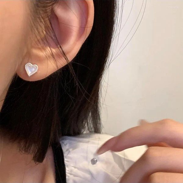 Boucles d'oreilles PANJBJ 925 en argent Sterling pierre de lune boucle d'oreille pour femmes fille cadeau Mini amour coeur coréen doux romantique bijoux goutte
