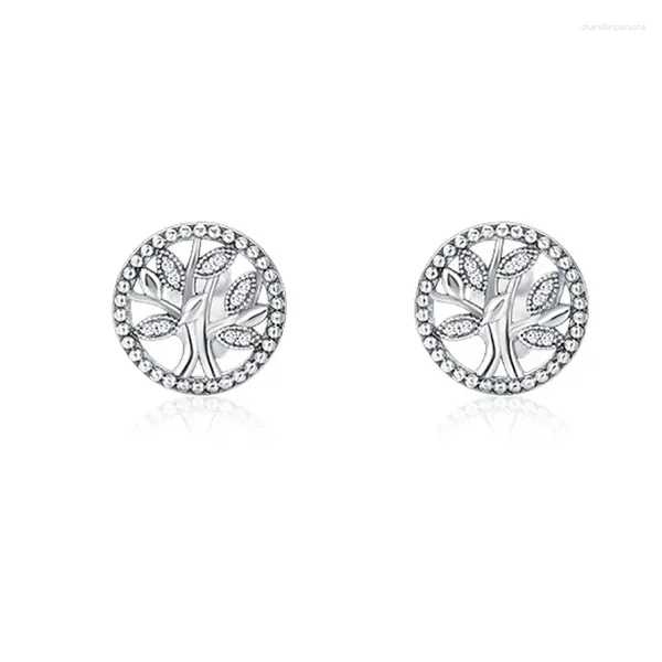 Boucles d'oreilles PANQDIY bijoux fins estampillés S925 argent Sterling arbre de vie pour les femmes cadeau mode oreille