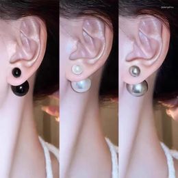 Boucles d'oreilles PaperPlus |Big Pearl For Women 2024 Girl Fashion White and Black Ear Jewelry Korean Design Drop