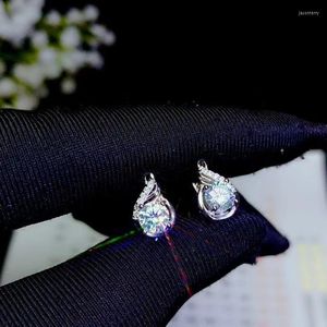Stud -oorbellen passeerden diamanttest Uitstekende Moissanite Snowflake 925 Sterling Silver Perfect Cut Gem voor vrouwen