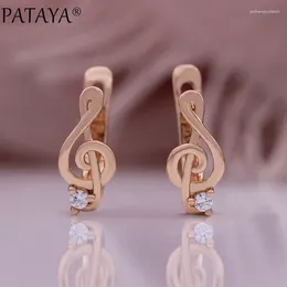Pendientes de sementales Pataya 585 Rose Gold Color Musical Musical For Women Simple Natural Zircon Joya Fina Regalo de moda