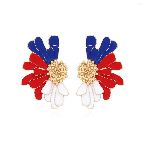 Pendientes de botón FAN DE FUEGOS ARTIFICIALES PATRIÓTICOS Pendiente de poste del 4 de julio Blanco Azul Rojo Bandera americana Accesorios de joyería de vacaciones