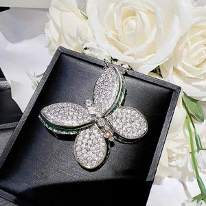 Boucles d'oreilles à tige, broche papillon paon émeraude, collier en Zircon doré