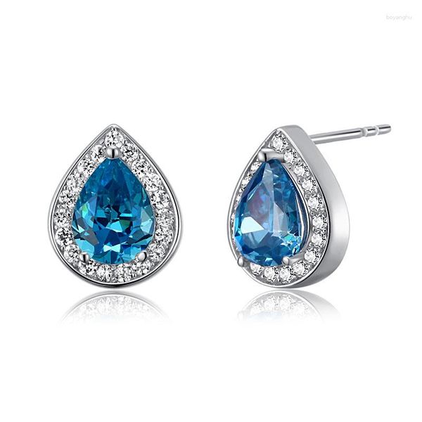 Boucles d'oreilles étoiles Star de paon 1 carat coupé bleu solide 925 bijoux en argent sterling cfe8033