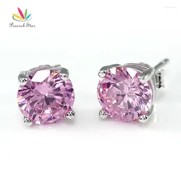 Boucles d'oreilles étoiles Star étoile 2 carats rose CZ solide 925 Bijoux en argent sterling CFE8115