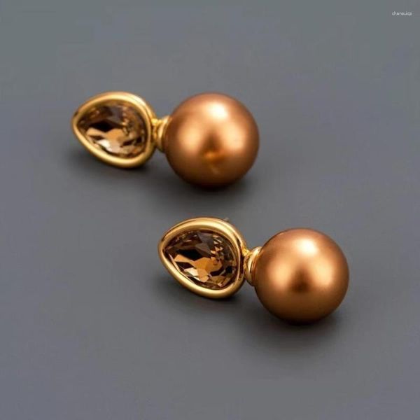 Boucles d'oreilles en perles pour femmes, bijoux de créateur uniques, gemme brillante, Style Baroque doré, cadeau de mariage exquis