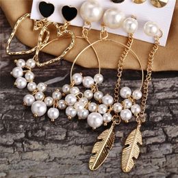 Boucles d'oreilles perle Vintage lune ensemble pour femmes BOHO gland géométrique coeur torsion boucle d'oreille 2023 bricolage bohème bijoux
