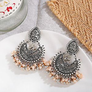 Boucles d'oreilles pendantes pour femmes 2023 fleur Boho bijoux dames rétro perle gland Jhumka