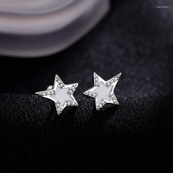 Boucles d'oreilles pentagramme pour femmes Ins mode couleur or blanc étoile romantique Zircon oreille Tragus Piercing bijoux fille cadeau KDE009